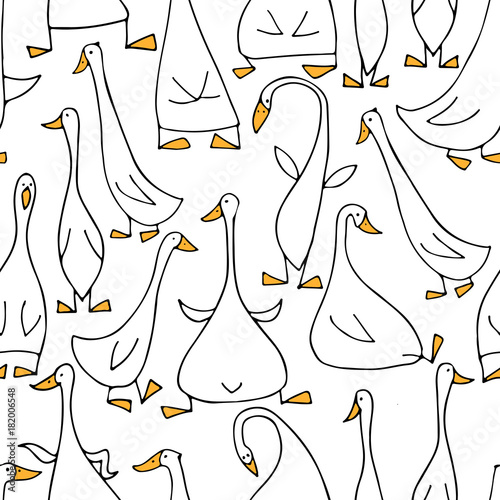 Funny goose family, seamless pattern for your design