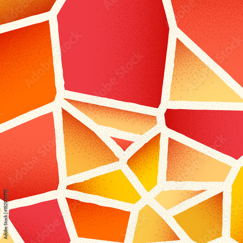 Abstract background with vibrant colors and retro styled vintage dotwork gradients on voronoi grid tiles