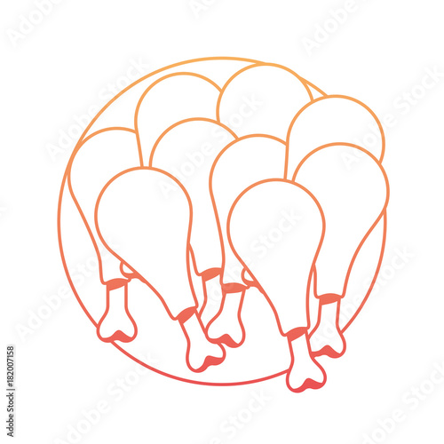 chicken thighs on dish in degraded orange to magenta color contour