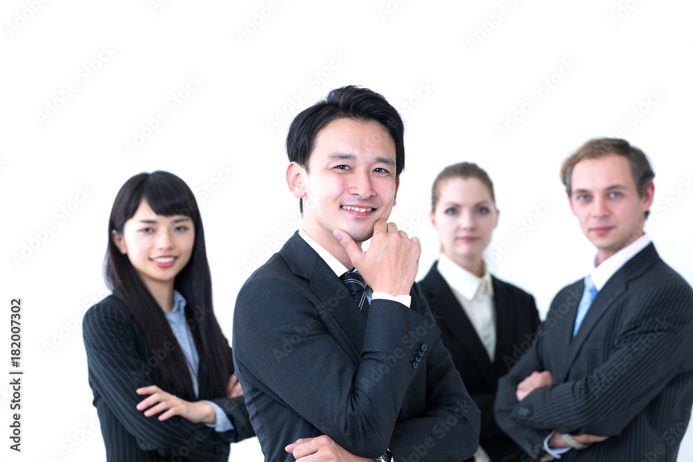 Lined up business persons. Lined up business persons.