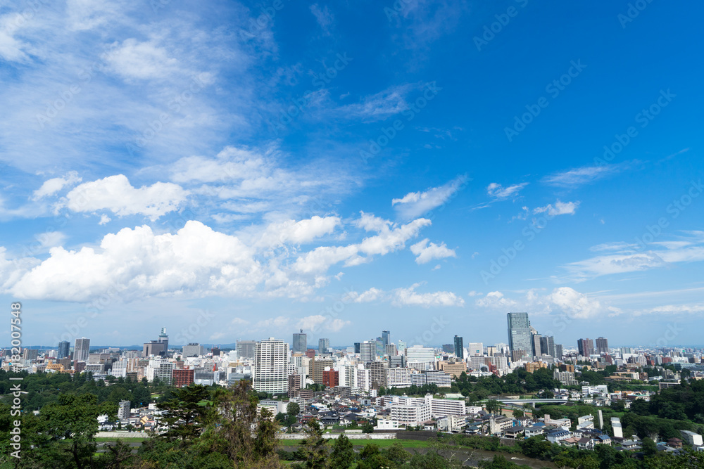 青葉城址の展望広場から見る仙台市街のイメージ