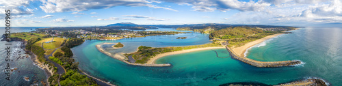 Aerial panorama of beautiful ocean coastline and inlet in Australia © Greg Brave