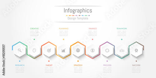 Infographic design elements for your business data with 9 options, parts, steps, timelines or processes. Vector Illustration.