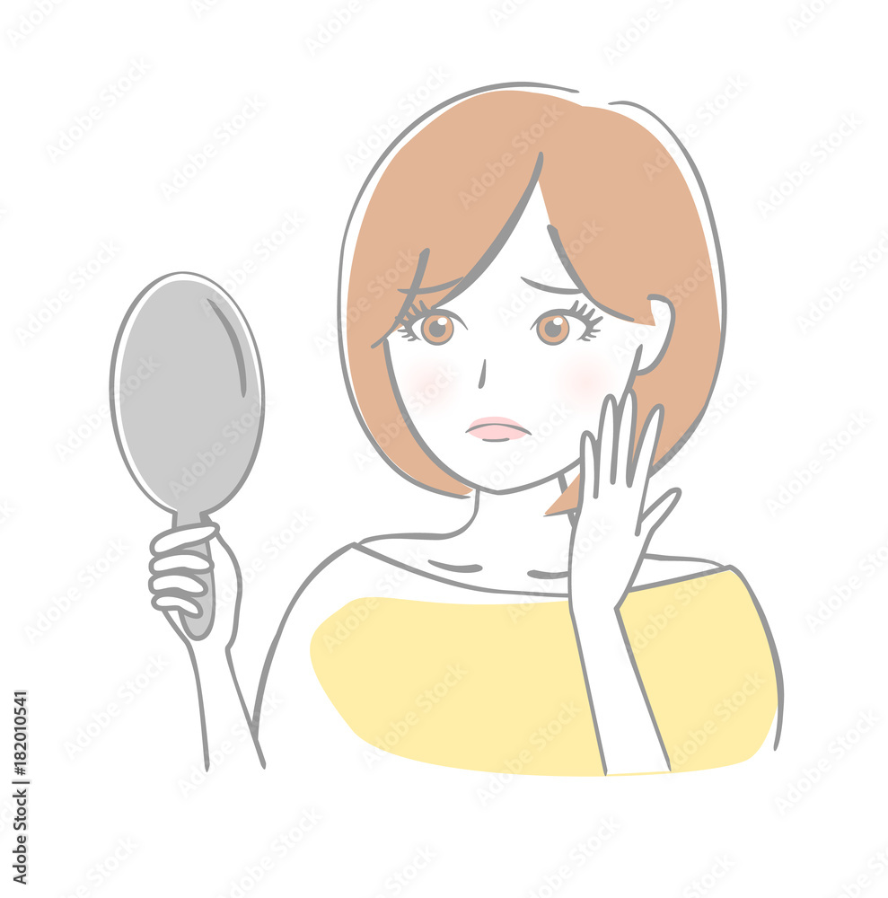 鏡を見る女性 悲しい Stock Vector Adobe Stock
