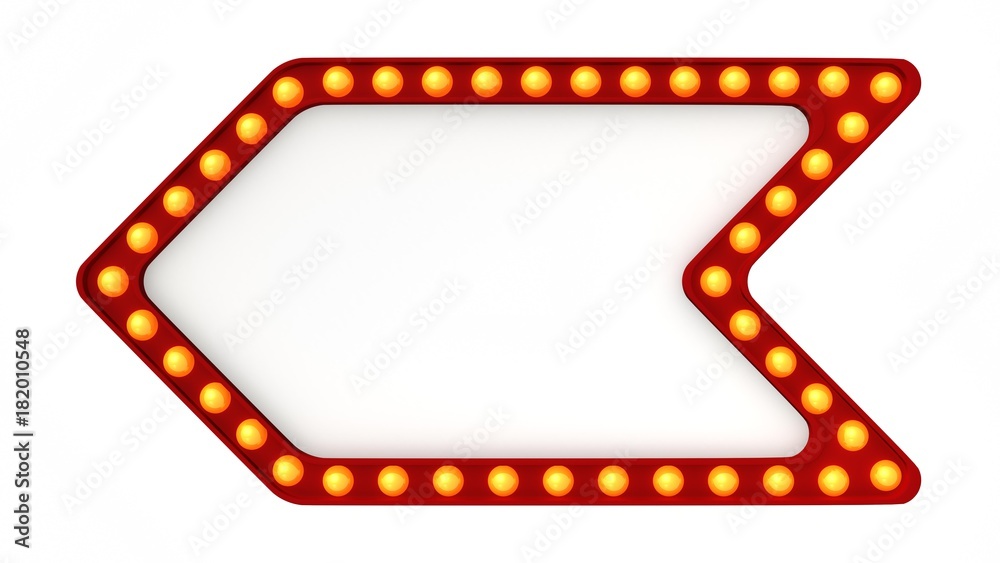 Red Marquee light board sign retro on white background. 3d rendering