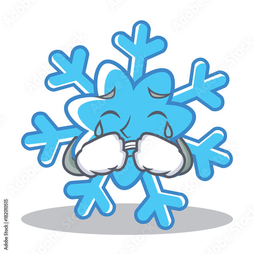 Crying snowflake character cartoon style