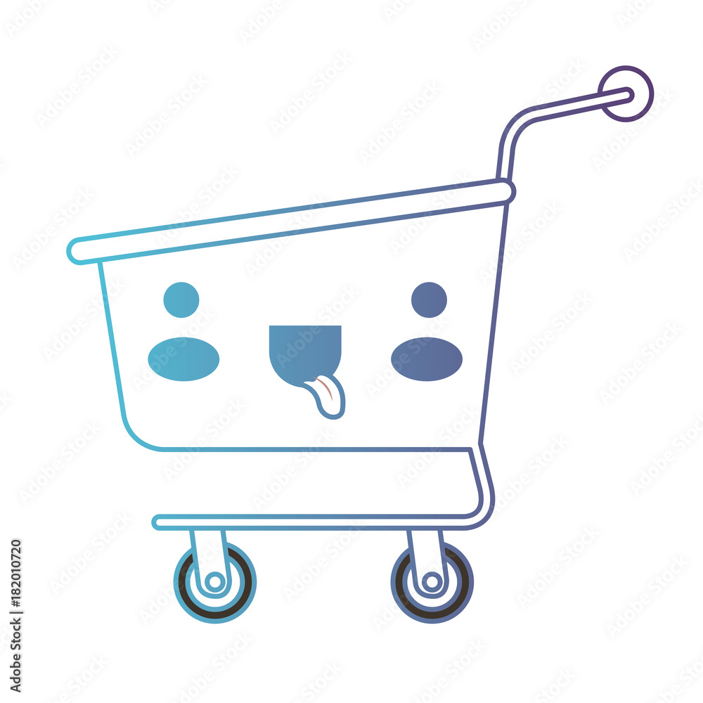 Φωτογραφία kawaii shopping cart in degraded blue to purple color contour