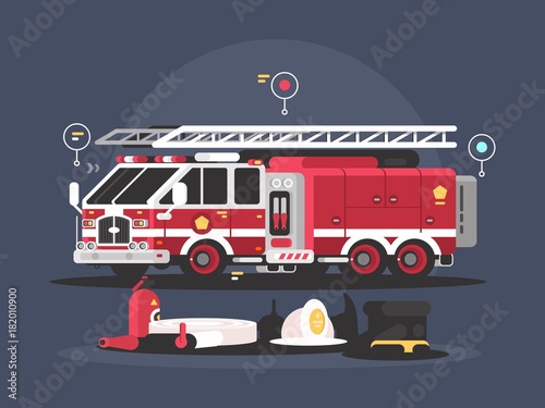 Fire truck and equipment for fire extinguishing