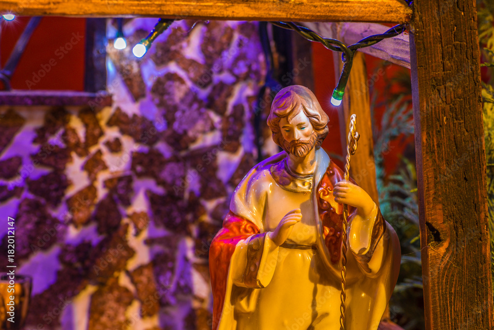 details of Christmas Nativity with saint Joseph