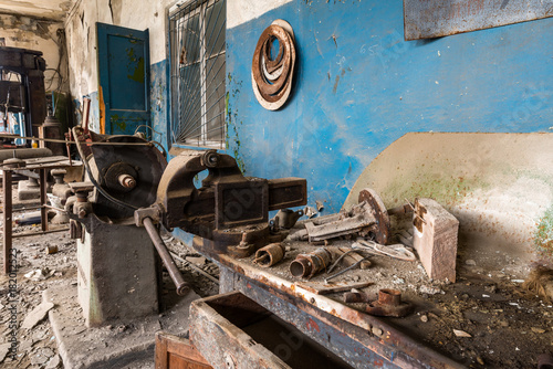 Wallpaper Mural Old abandoned factory rooms, work table Torontodigital.ca