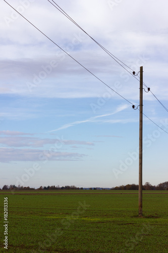 telegraph pole in autumn landscape