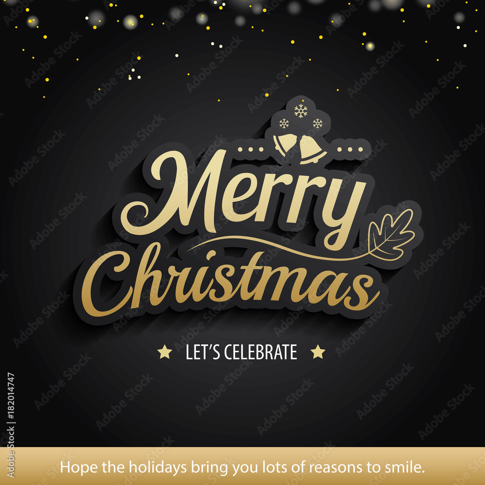 Fototapeta premium Merry christmas greeting card and party invitations on black background. Vector illustration element for happy new year design.