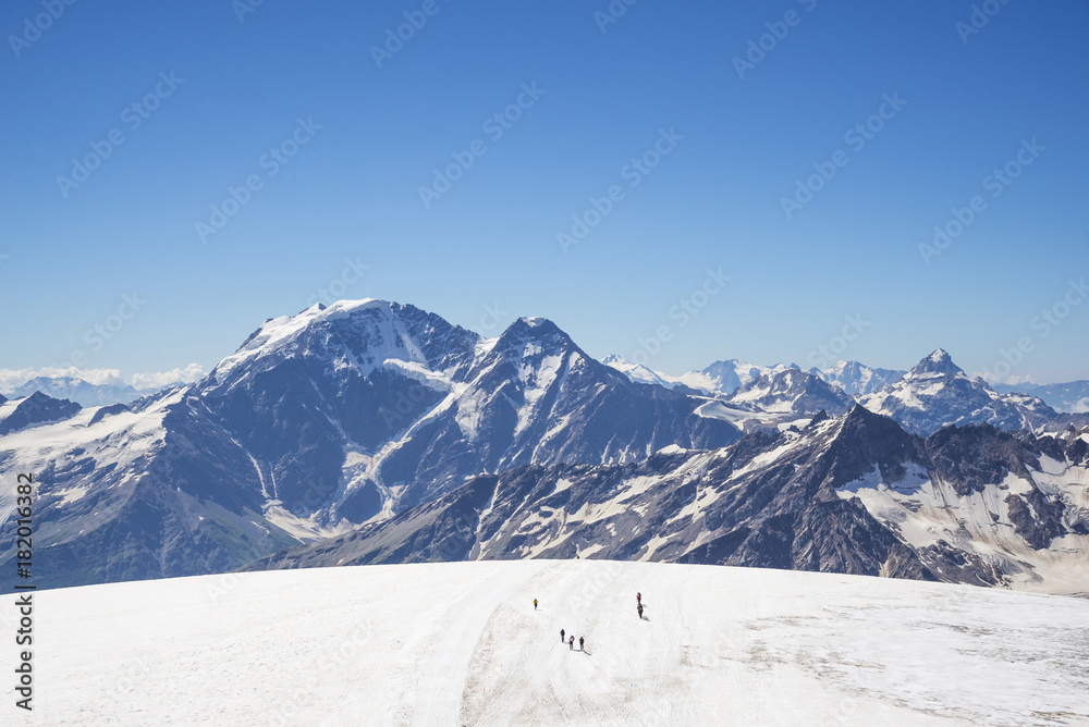 Snow covered Elbrus mountains