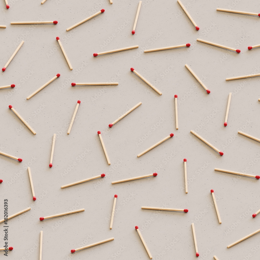 Tight isometric grid of red matchsticks