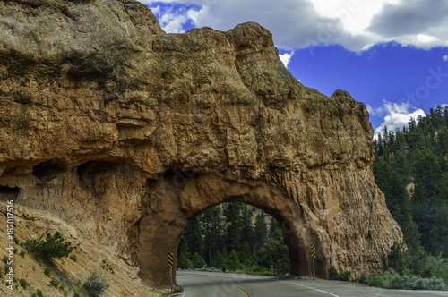 Bryce Canyon with sunny image erosion, natural art and beautiful roads