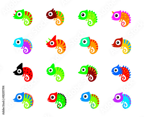 cute chameleon vector collection