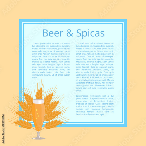 Beer and Spices Poster with Pilsner Glass Vector