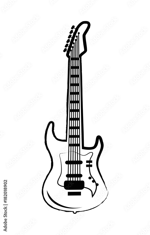 Guitar Big Icon on Vector Illustration on White