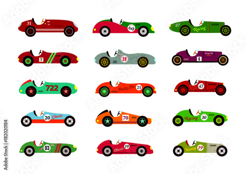 vintage race car vector collection