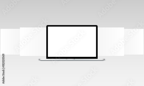 Laptop mockup with blank web wireframing pages. Web design concept to showcasing your web sites screenshots. Vector illustration