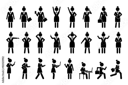 Set of Icons Business Woman Vector Illustration