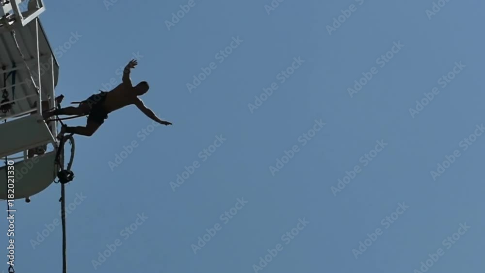 Man goes Bungee Jumping-slow motion Man goes Bungee Jumping-slow motion