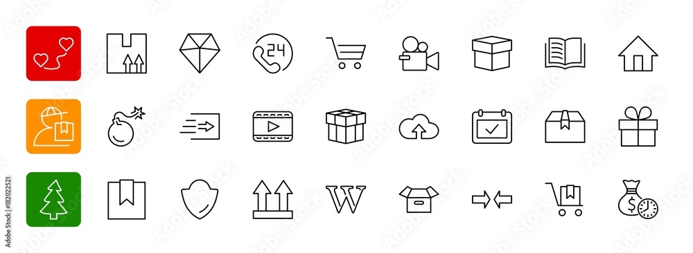 Set of shipping vector line icon. It contains symbols to box, ho Set of shipping vector line icon. It contains symbols to box, ho