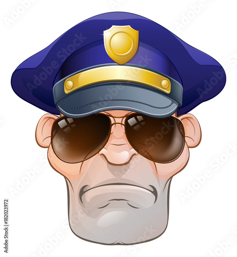 Mean Angry Cartoon Police Man Cop in Shades