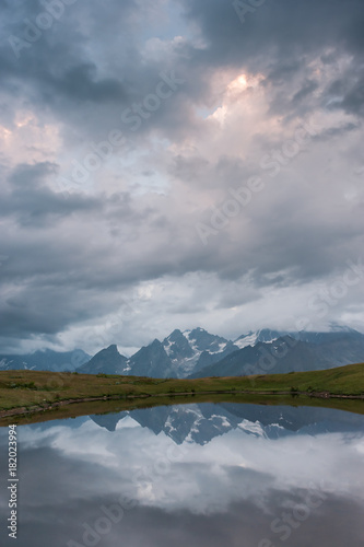 Landscape with lake in mountains