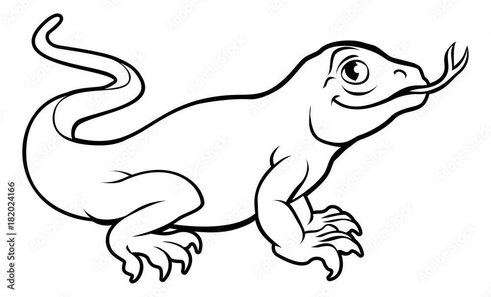 Fototapeta premium Komodo Dragon Lizard Cartoon Character