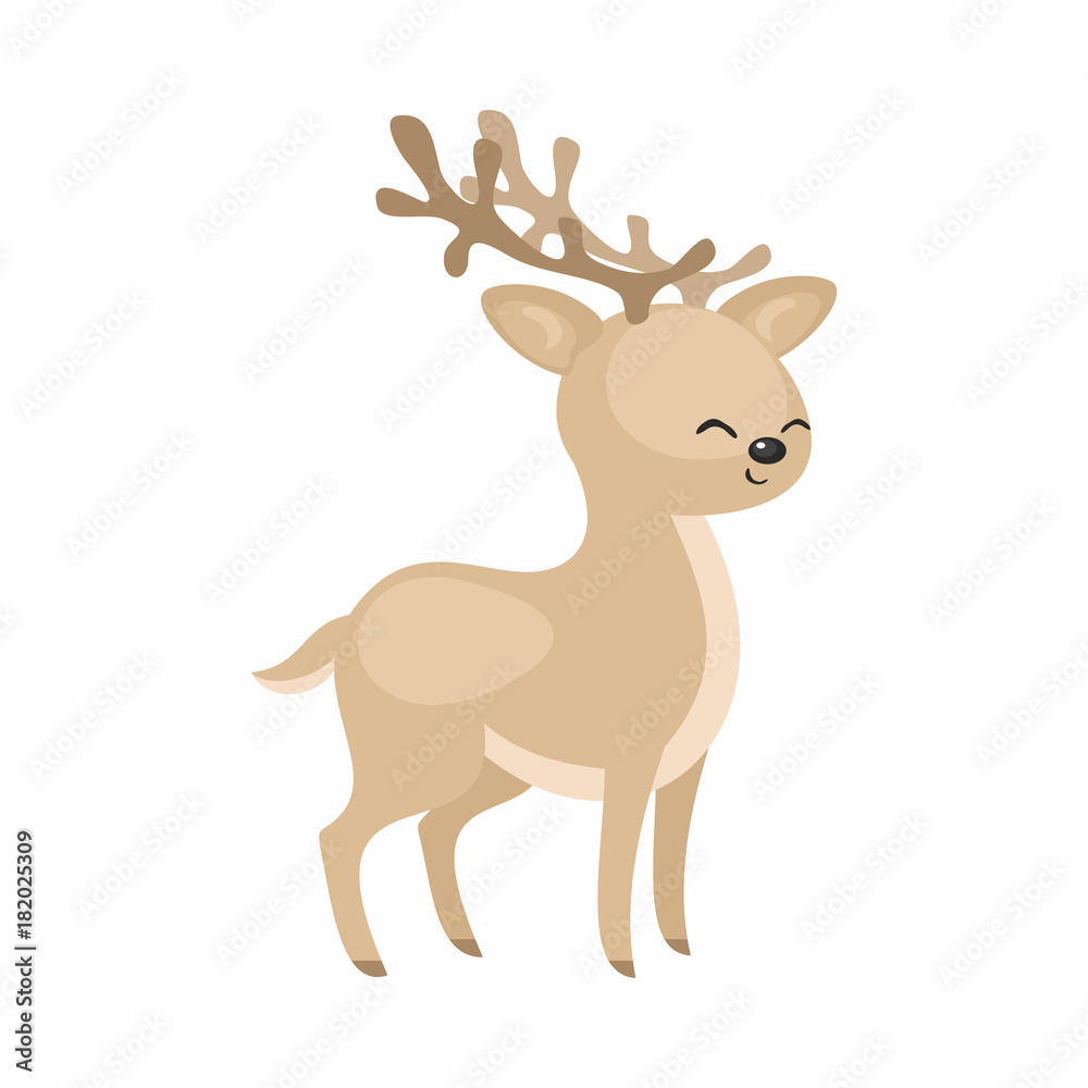 The image of a cute cartoon reindeer. Vector illustration. The image of a cute cartoon reindeer. Vector illustration.