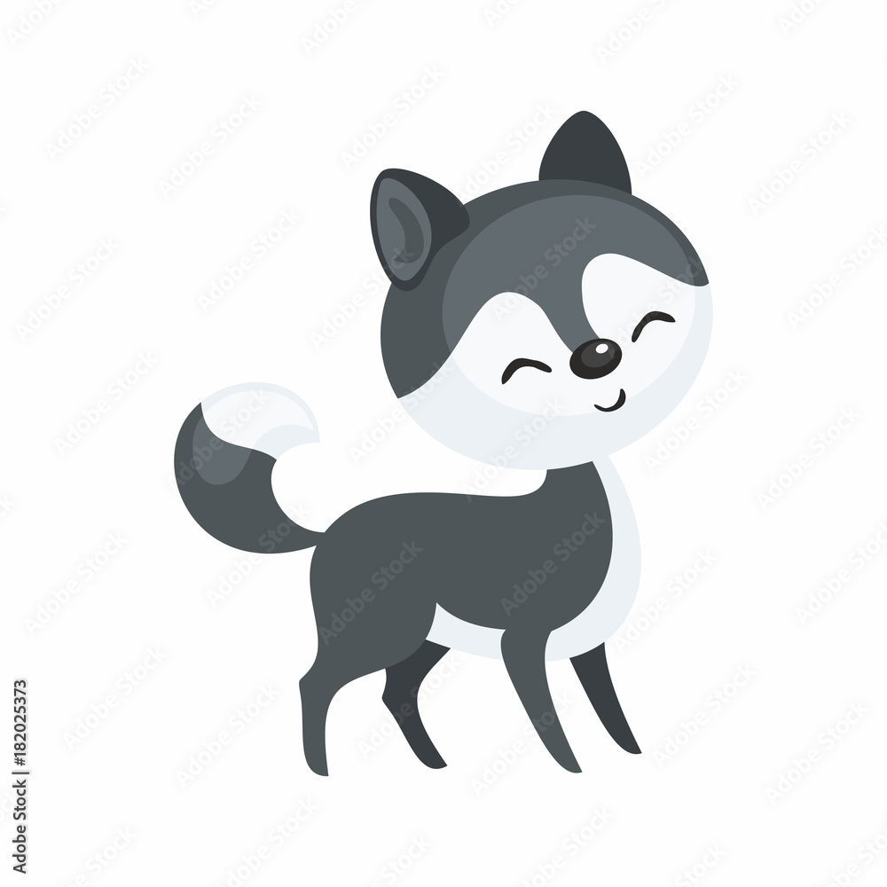 The image of a cute cartoon husky dog. Vector illustration.