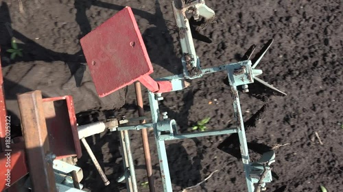 Men Drive Traktor. Planting of Potato. 4K UltraHD video.