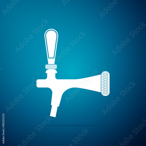 Beer tap icon isolated on blue background. Flat design. Vector Illustration