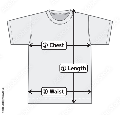 t-shirt illustration for size chart (english)