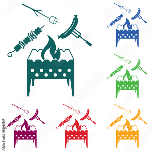 Brazier, zephyr, kebab and sausage icon