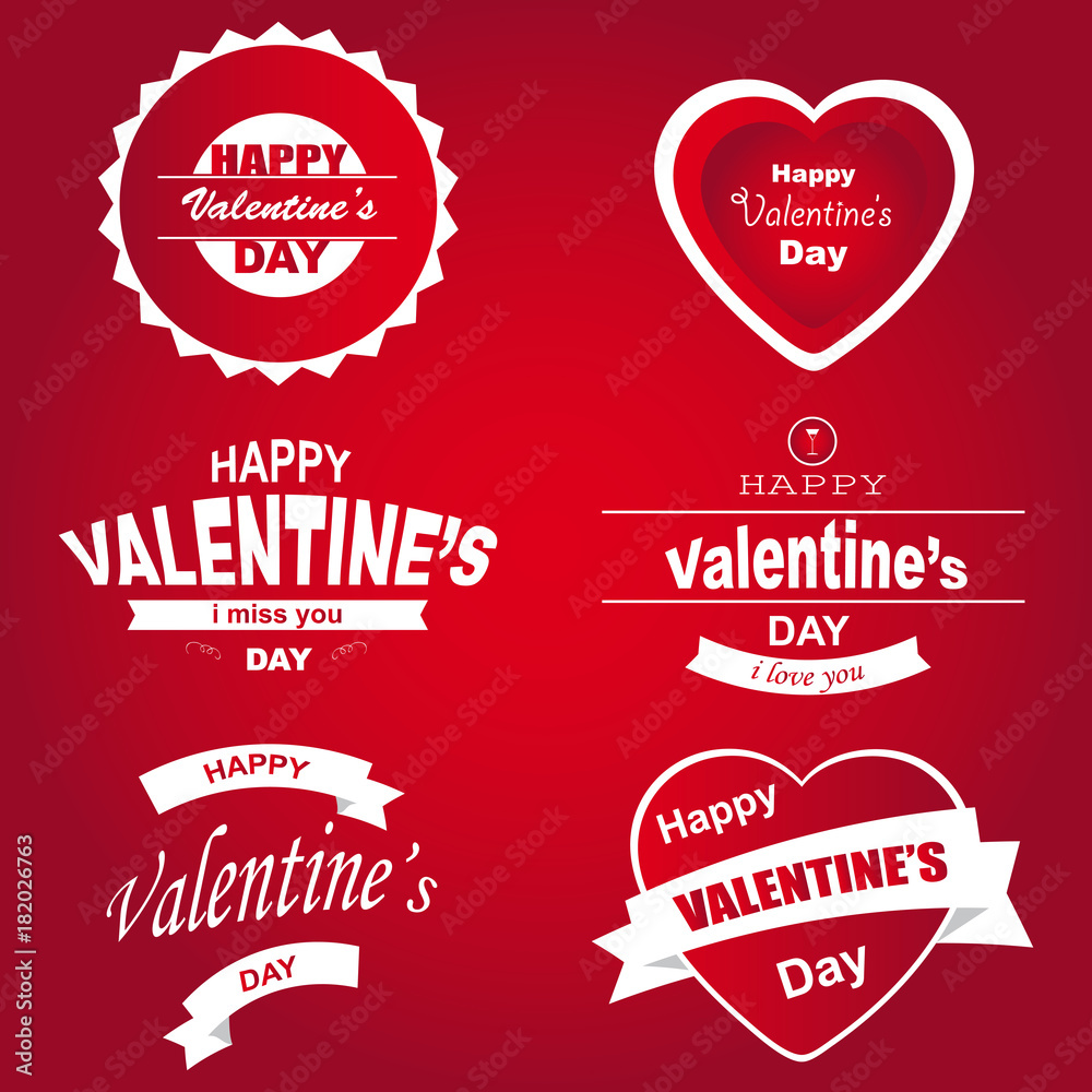 Set of Typographic Valentines Label Designs Set of Typographic Valentines Label Designs