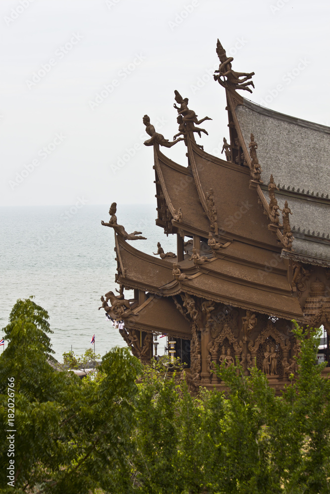 The Temple of Truth. Wooden temple. Thailand. Pattaya. The Temple of Truth. Wooden temple. Thailand. Pattaya.