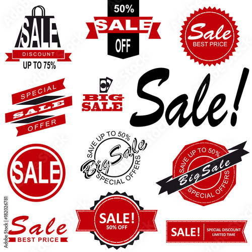 Sale tags. Sale banners set. Shopping.