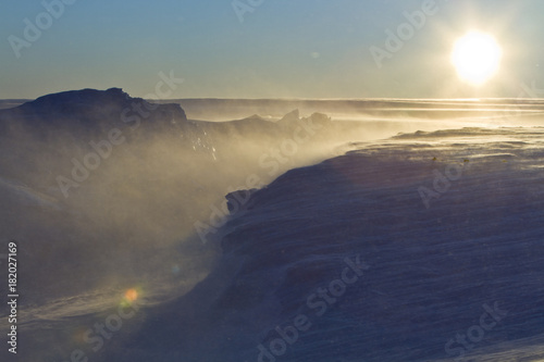 Morning catabatic wind from the dome of Antarctica
