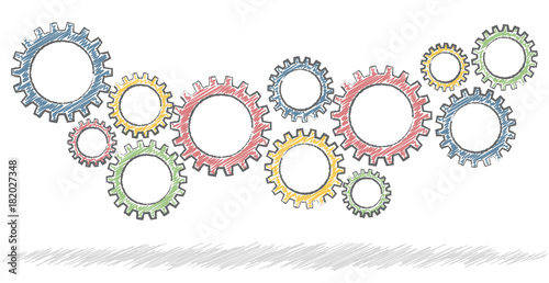 scribble gears for cooperation symbolism