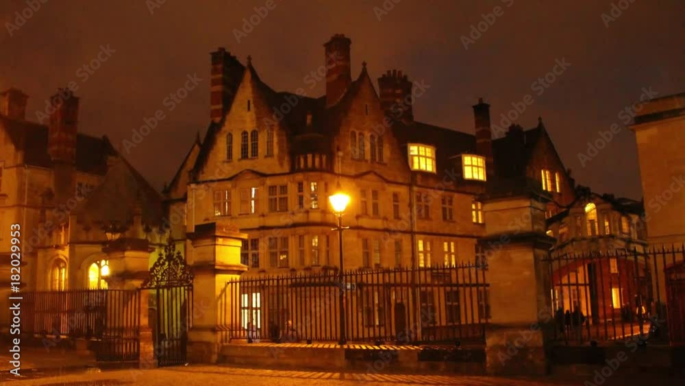 Oxford, United Kingdom Night Timelapse- Catte Street Under the Rain
