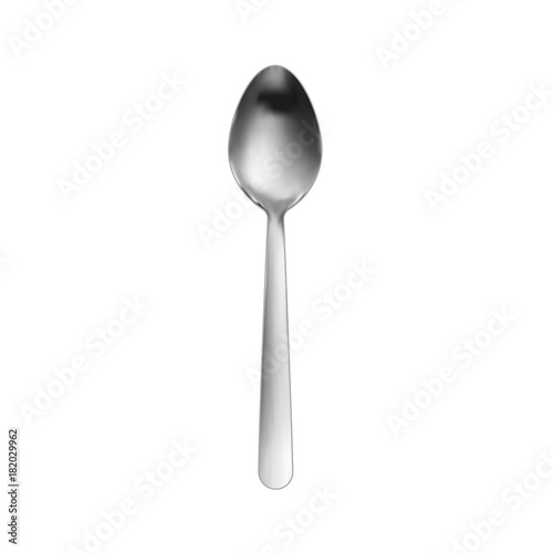 Vector illustration metal, silver and shiny spoon isolated on white background. Table tea spoon. Spoon for food, medicament.