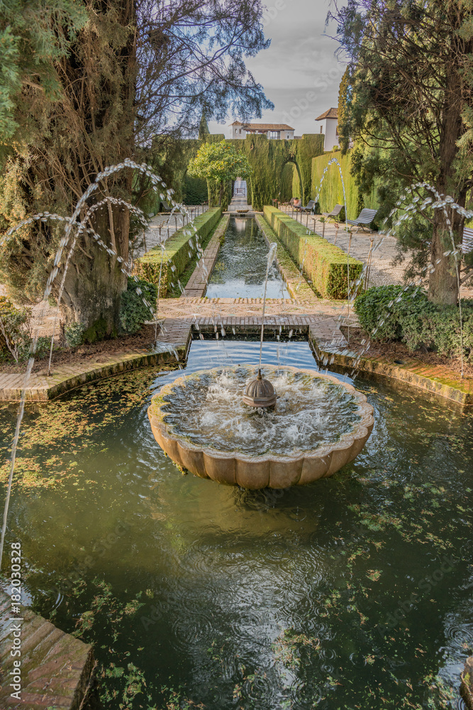 Fototapeta premium Gardens at the La Alhambra Castle Granada, Spain