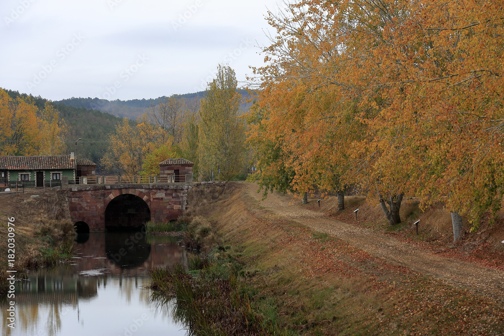 Canal de Castilla, noviembre de 2017, Palencia, Castilla Le—n..Alar del Rey
