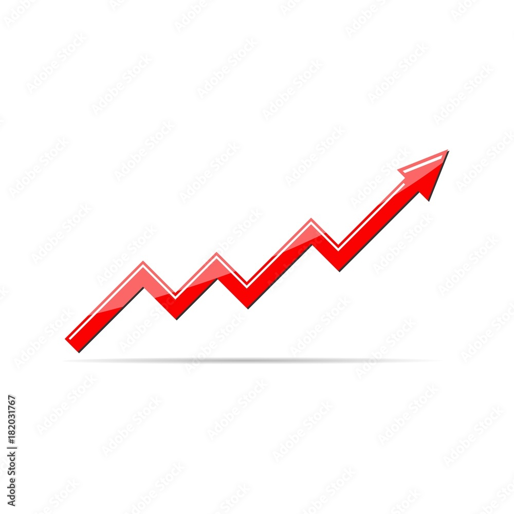 Growth chart vector icon, Graph icon, Red Graph sign Growth chart vector icon, Graph icon, Red Graph sign