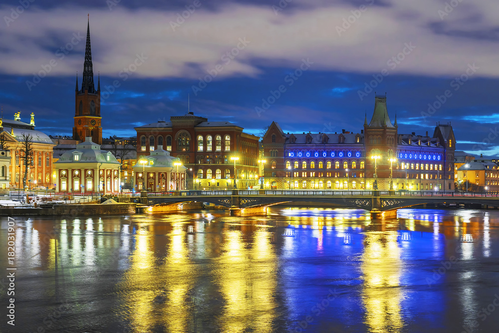 night winter Stockholm. Sweden