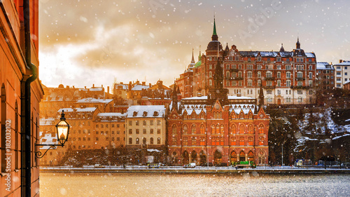 Photography winter snowy morning in Stockholm