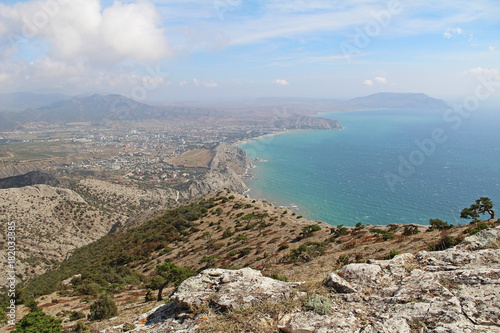 On a Mountain Socol (Sokol) (Falcon) peak overlooking the Black sea, Crimea. photo