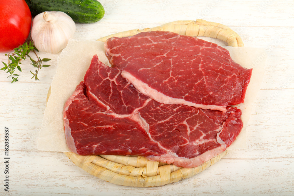 Raw beef steak
